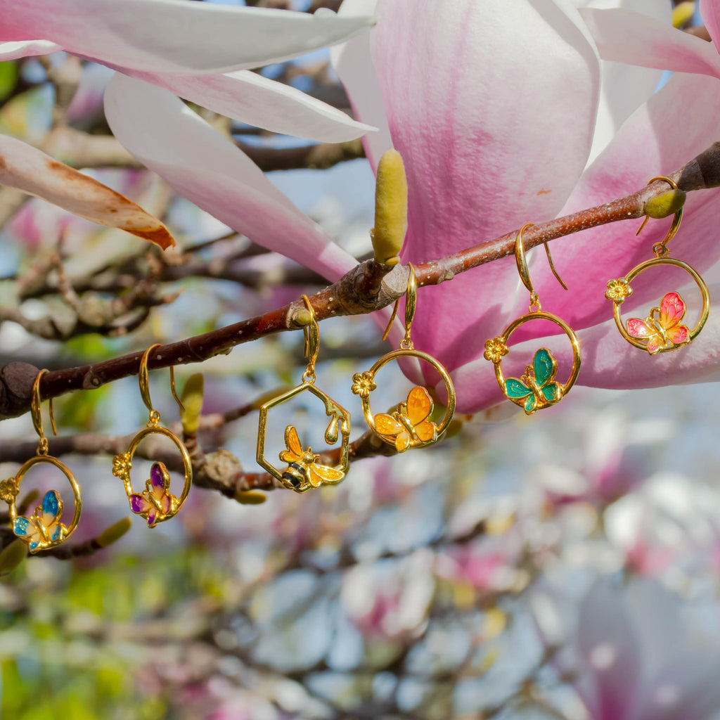 Bee and Butterfly Mismatched Dangle Earrings - Baby's Breath Alley