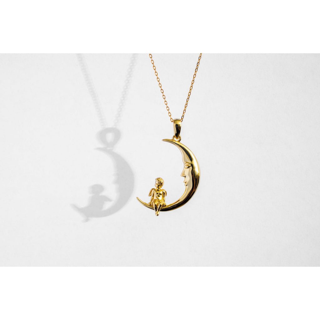 Crescent Moon Little Angel Necklace - Baby's Breath Alley