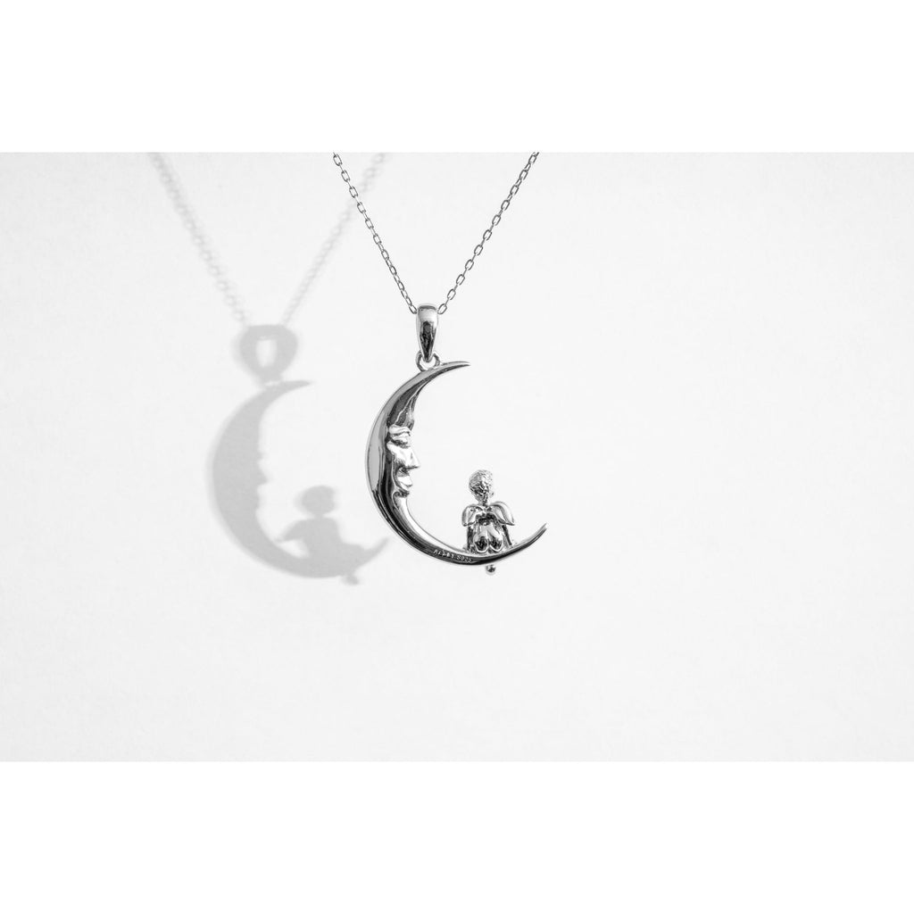 Crescent Moon Little Angel Necklace - Baby's Breath Alley