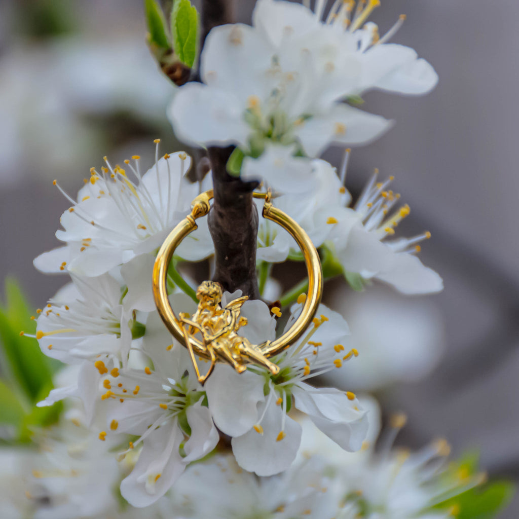 Cupids Mismatch Hoop Earrings - Greek Mythical Characters: Eros and Anteros. - Baby's Breath Alley