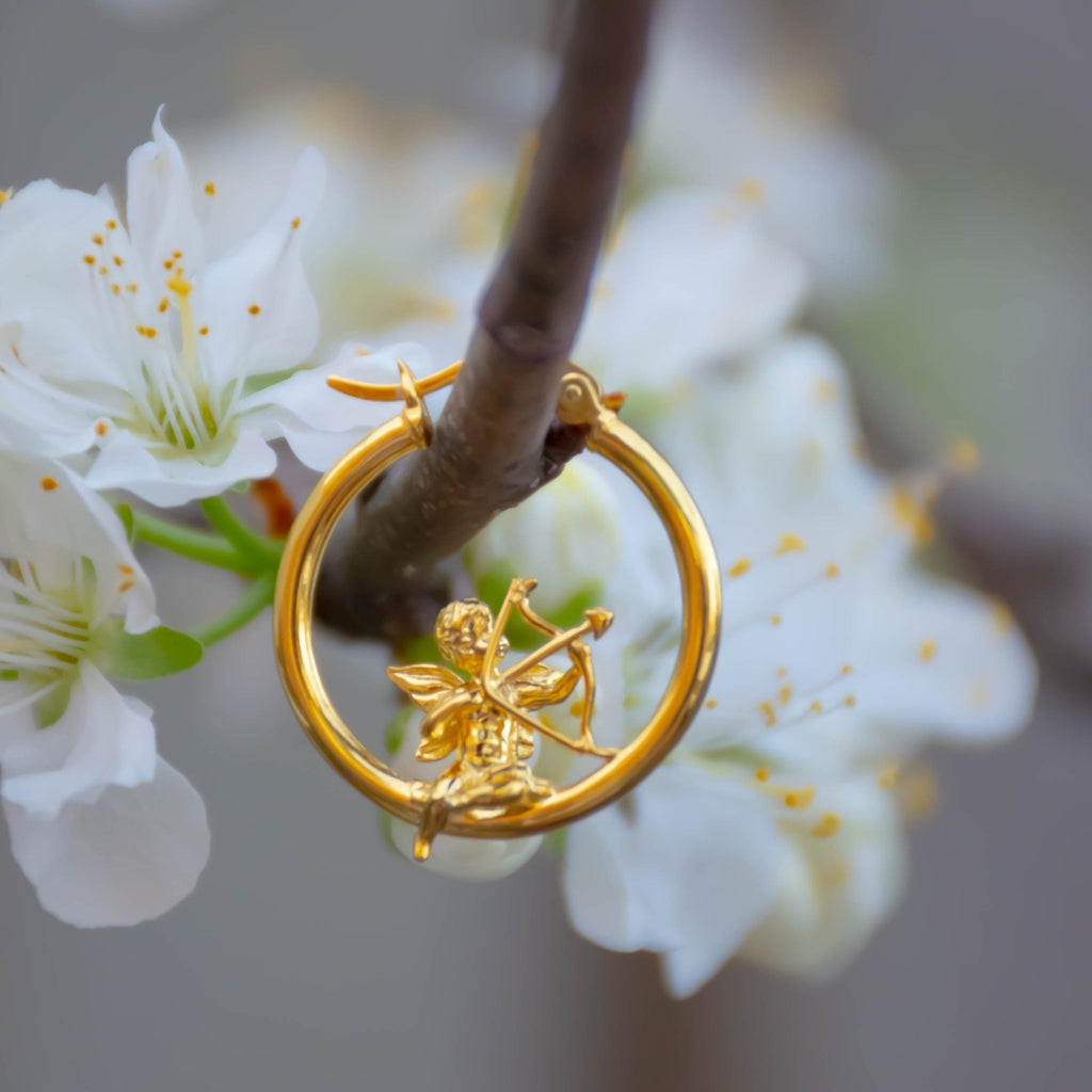 Cupids Mismatch Hoop Earrings - Greek Mythical Characters: Eros and Anteros. - Baby's Breath Alley