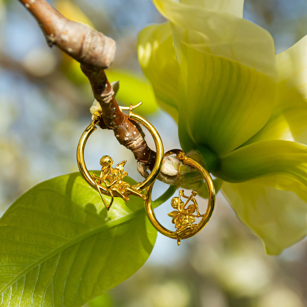 Cupids Mismatch Hoop Earrings - Greek Mythical Characters: Eros and Anteros. - Baby's Breath Alley