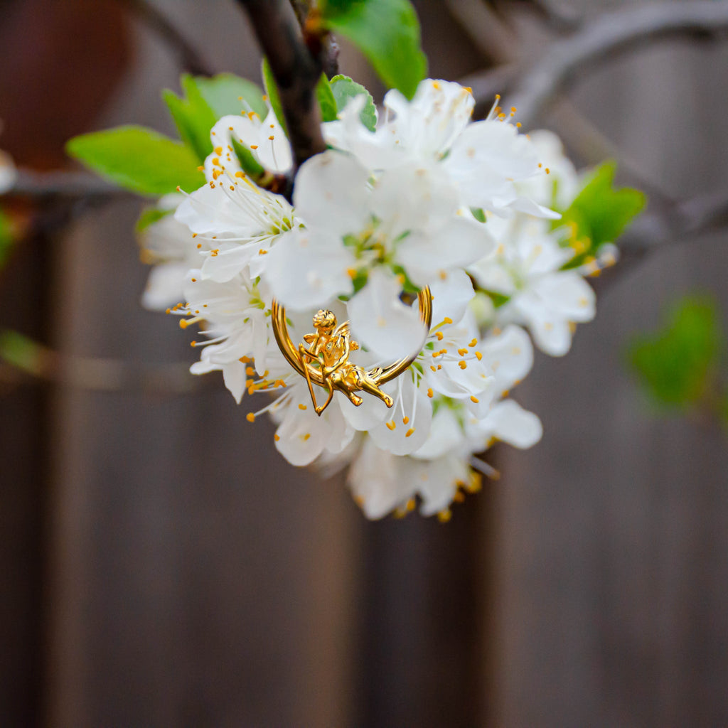 Cupids Mismatch Hoop Earrings - Greek Mythical Characters: Eros and Anteros. - Baby's Breath Alley