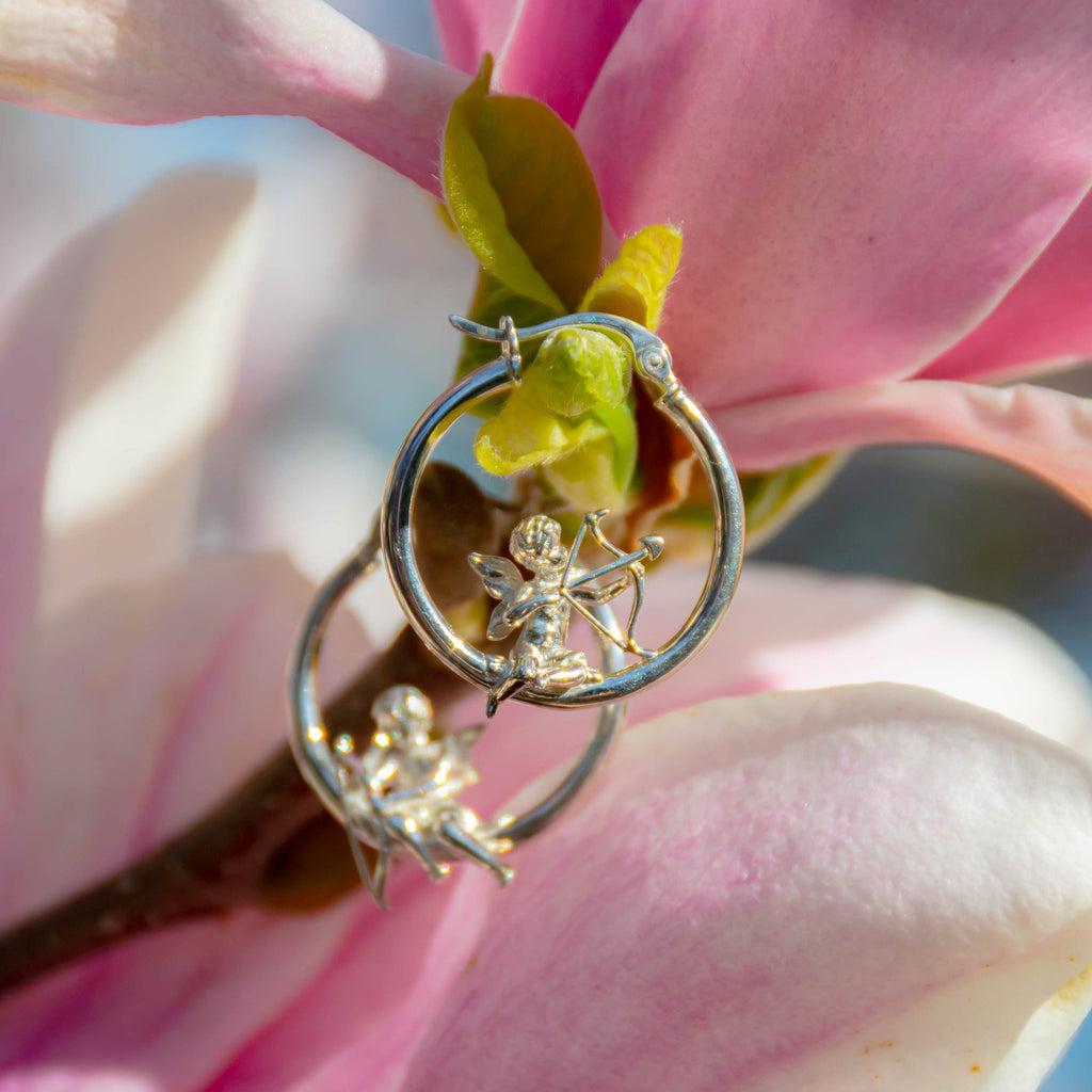 Cupids Mismatch Hoop Earrings - Greek Mythical Characters: Eros and Anteros. - Baby's Breath Alley