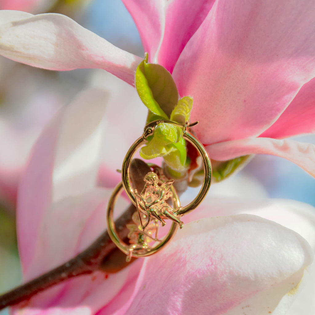 Cupids Mismatch Hoop Earrings - Greek Mythical Characters: Eros and Anteros. - Baby's Breath Alley