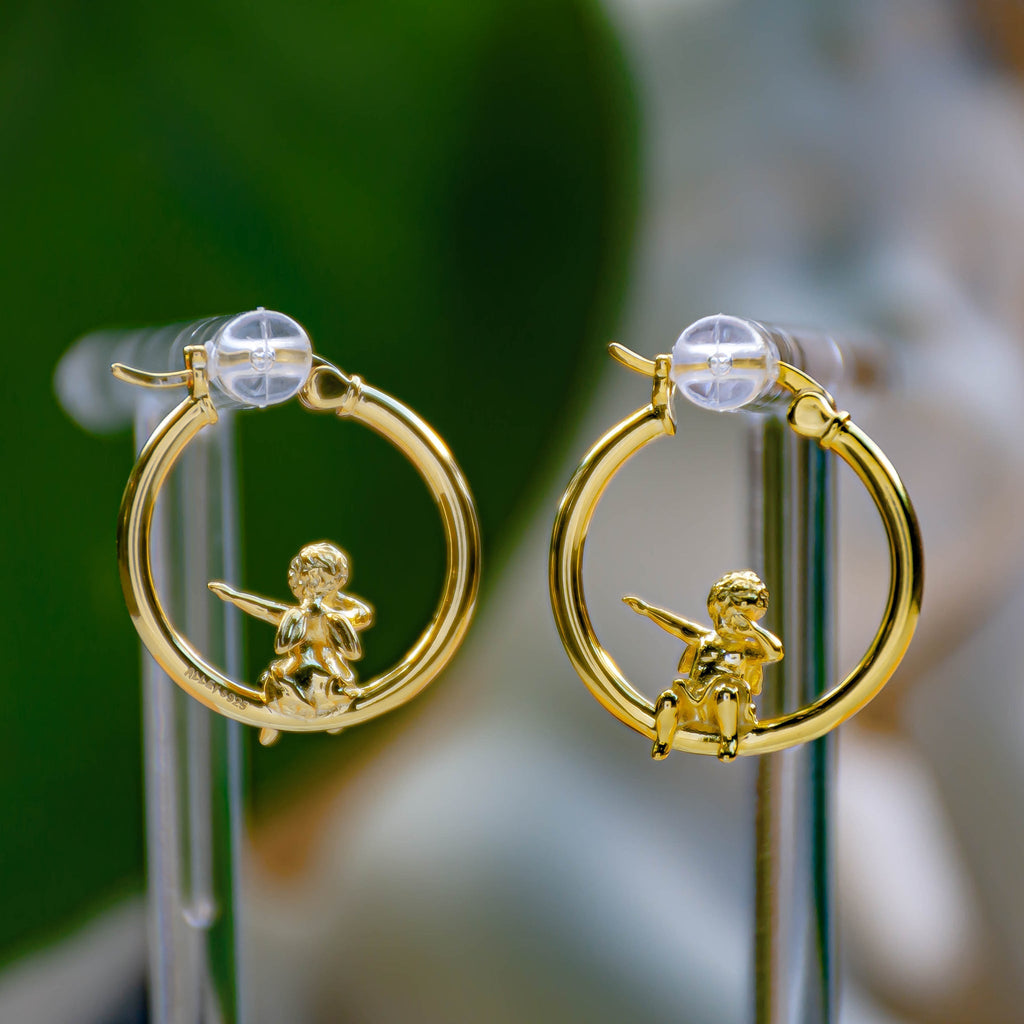 Dabbing Angel Hoop Earrings - Baby's Breath Alley