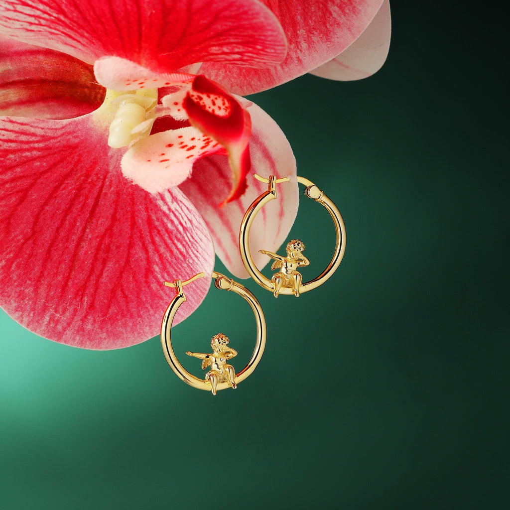 Dabbing Angel Hoop Earrings - Baby's Breath Alley