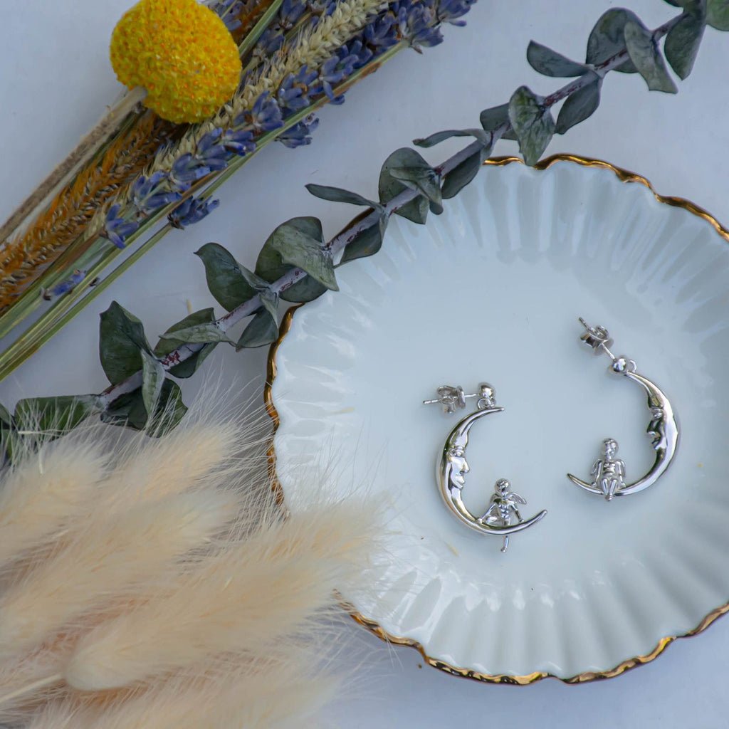 Gold Crescent Moon Earrings - Baby's Breath Alley