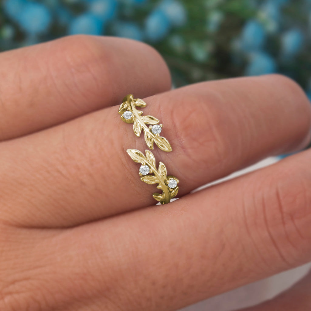 Nature Inspired Leafy Ring - Baby's Breath Alley