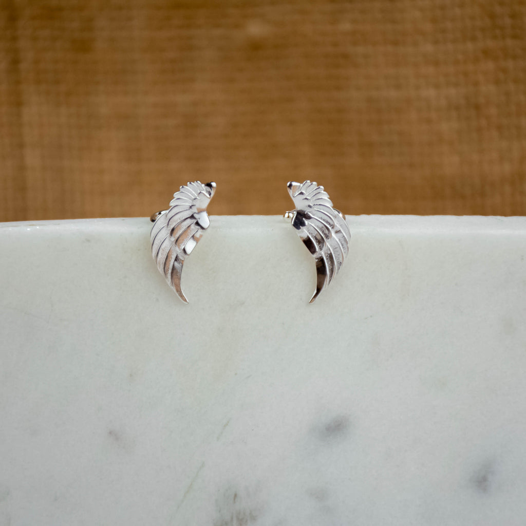 Trumpet Angel Stud and Wing Cuff Mismatched Earring Set - Baby's Breath Alley