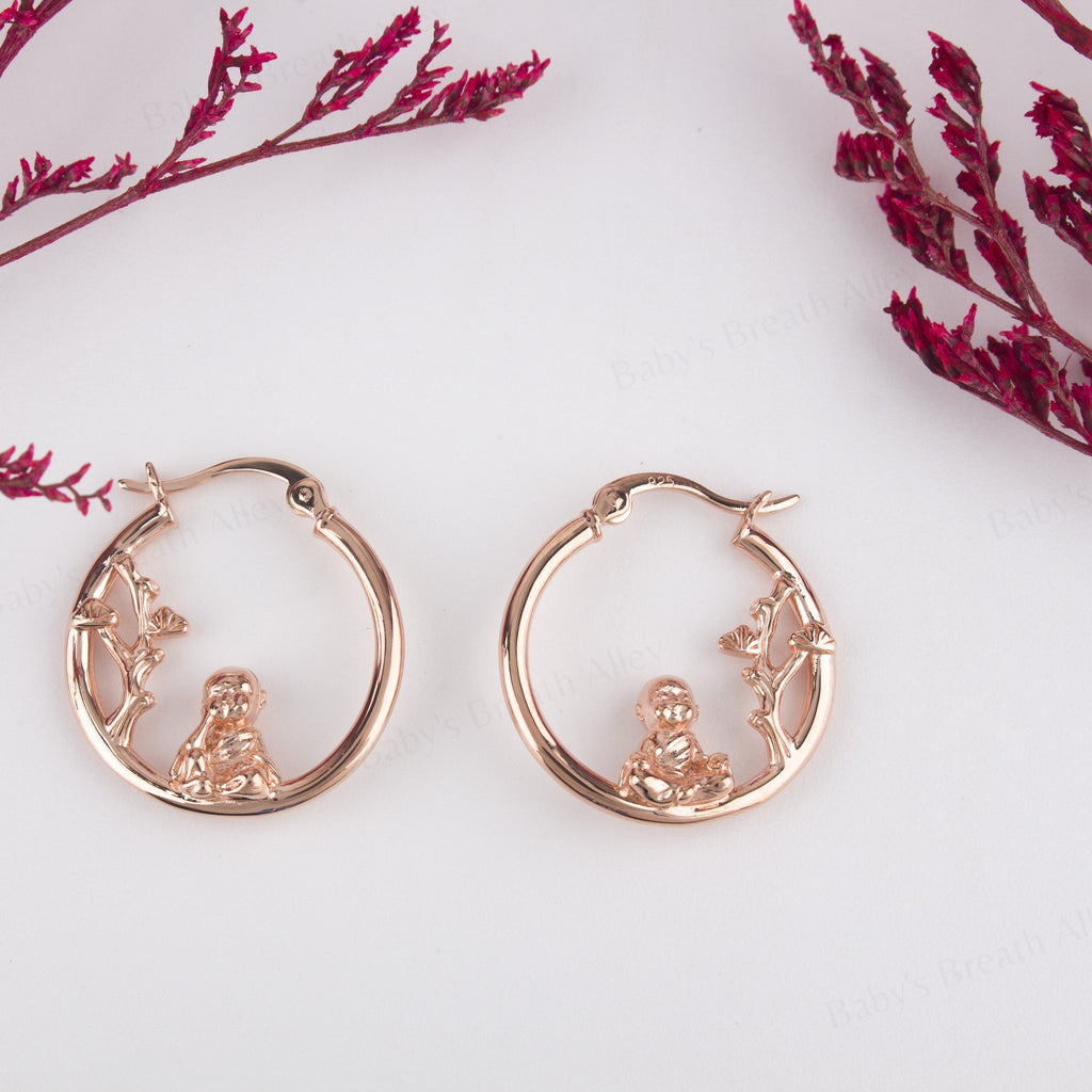 Zen Buddhas Mismatched Hoop Earring - Baby's Breath Alley