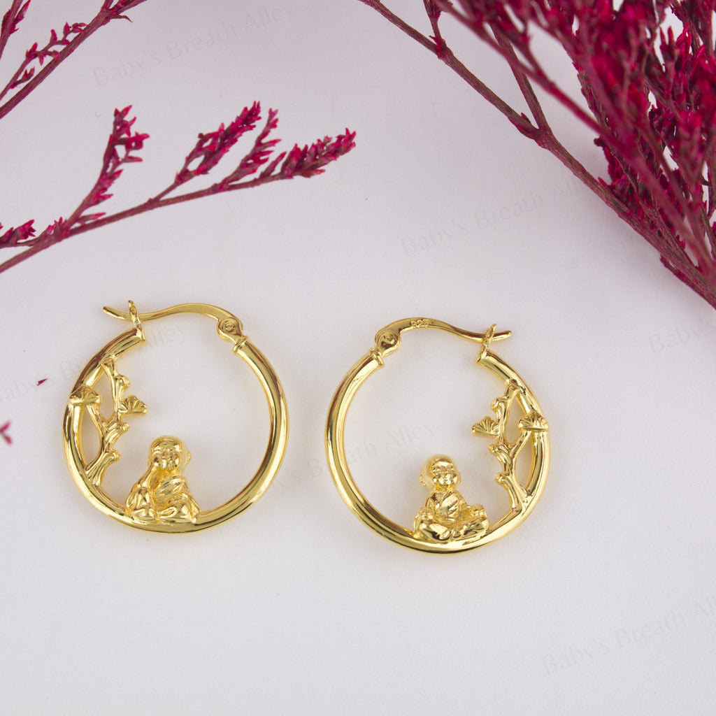 Zen Buddhas Mismatched Hoop Earring - Baby's Breath Alley