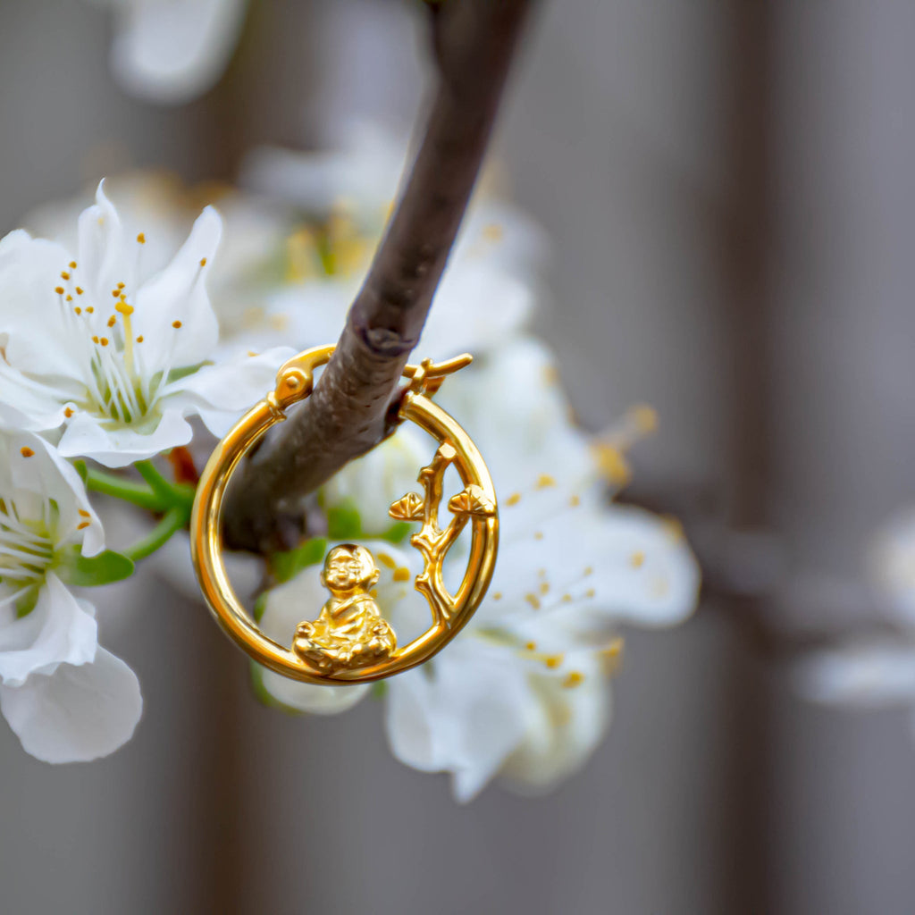 Zen Buddhas Mismatched Hoop Earring - Baby's Breath Alley