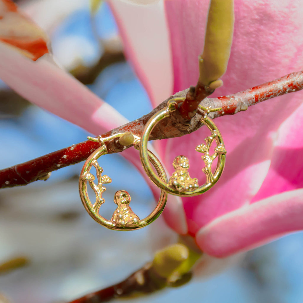 Zen Buddhas Mismatched Hoop Earring - Baby's Breath Alley