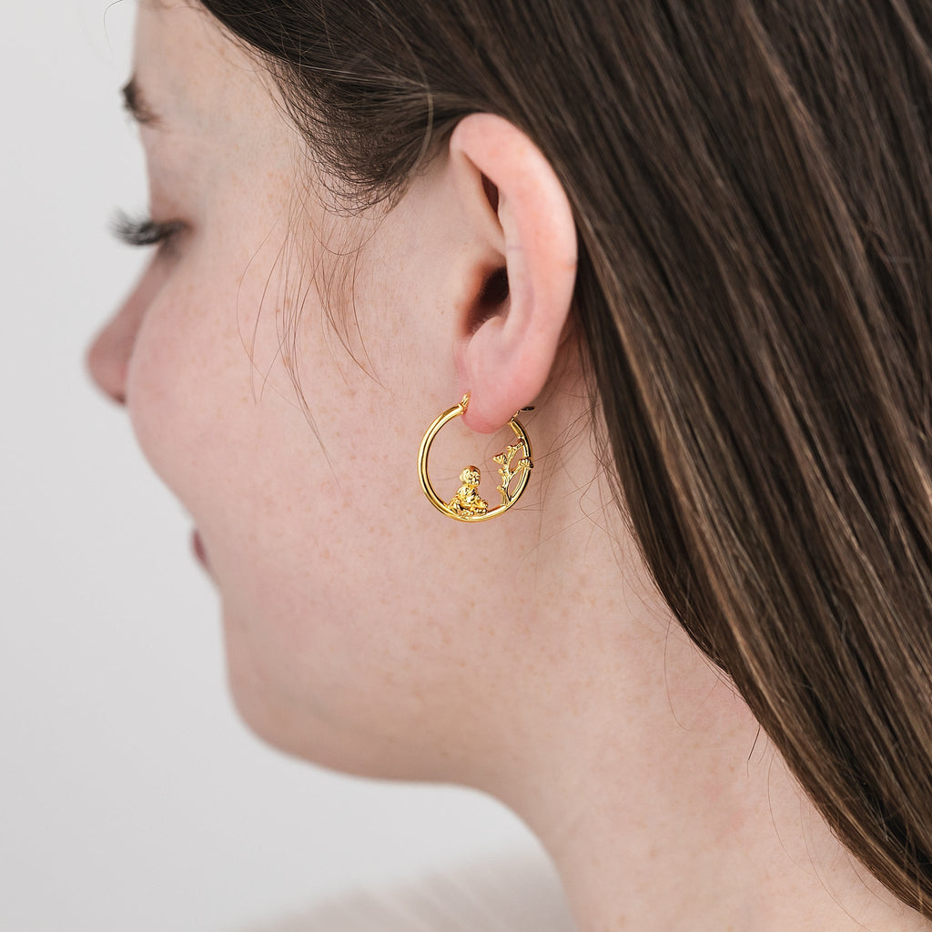 Zen Buddhas Mismatched Hoop Earring - Baby's Breath Alley