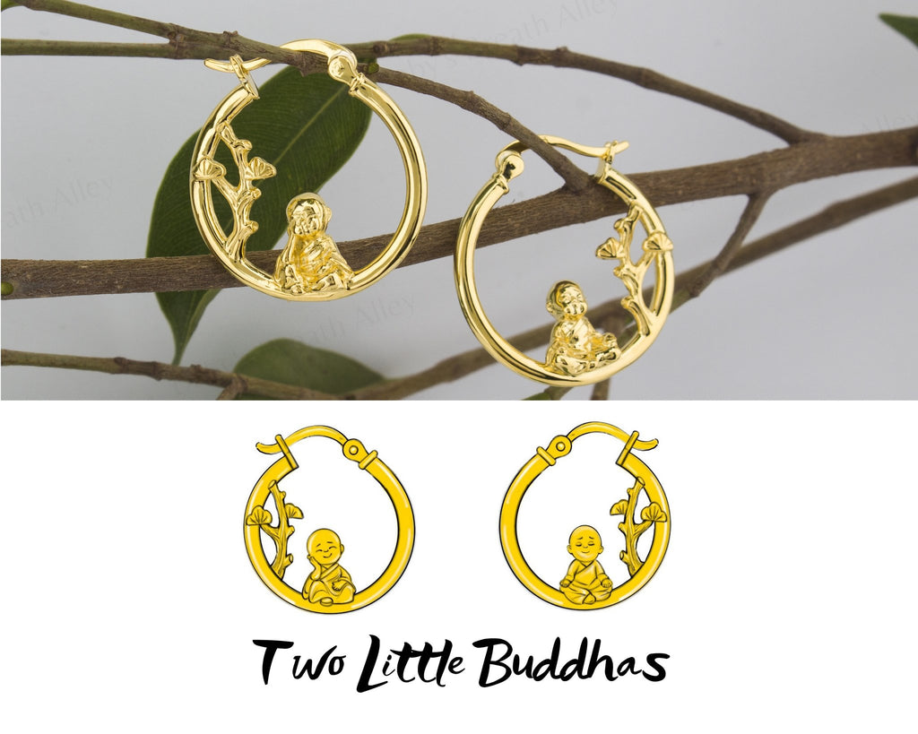 Zen Buddhas Mismatched Hoop Earring - Baby's Breath Alley